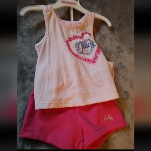 Juicy Couture 2 Piece Set, Size 18 Mos, NWT Pink, Tank and Shorts Set Graphic